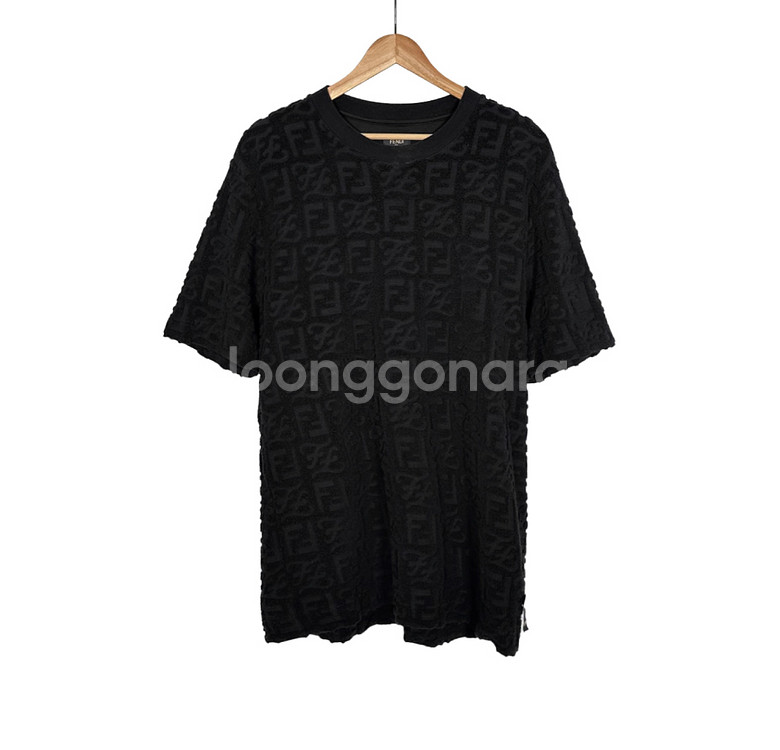M] 펜디 칼리그래피 FF 테리 코튼 반팔 티셔츠 블랙--0
