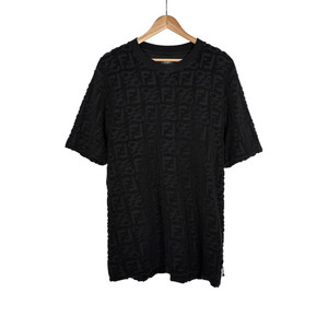 M] 펜디 칼리그래피 FF 테리 코튼 반팔 티셔츠 블랙