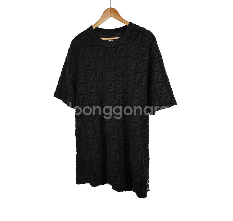 M] 펜디 칼리그래피 FF 테리 코튼 반팔 티셔츠 블랙--1