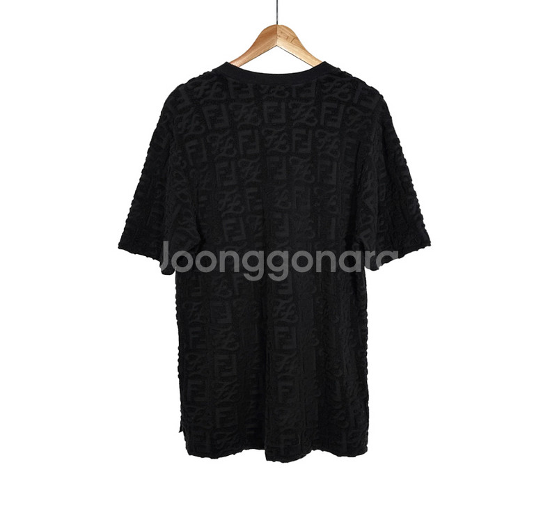 M] 펜디 칼리그래피 FF 테리 코튼 반팔 티셔츠 블랙--2