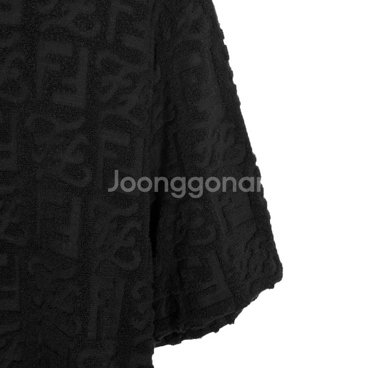 M] 펜디 칼리그래피 FF 테리 코튼 반팔 티셔츠 블랙--3