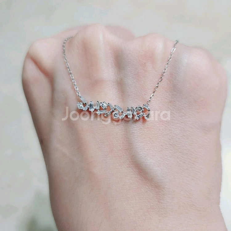 18k 화이트골드 천연 다이아몬드 목걸이 새상품--3