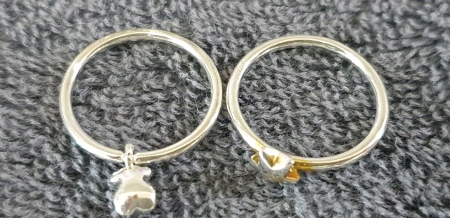 TOUS 별, 곰 실버반지 12호 총2개 일괄--1