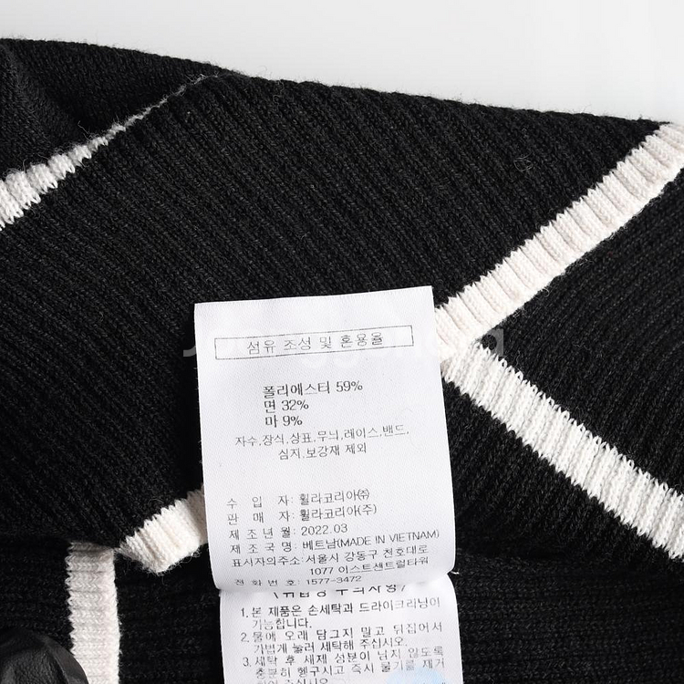 [M]휠라 골프 린넨블렌드 블랙 반팔 카라 니트 티셔츠--5