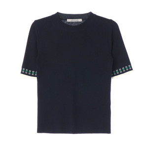 [S]VOV보브 소매 트리빙 반팔 라운드 울 니트 티셔