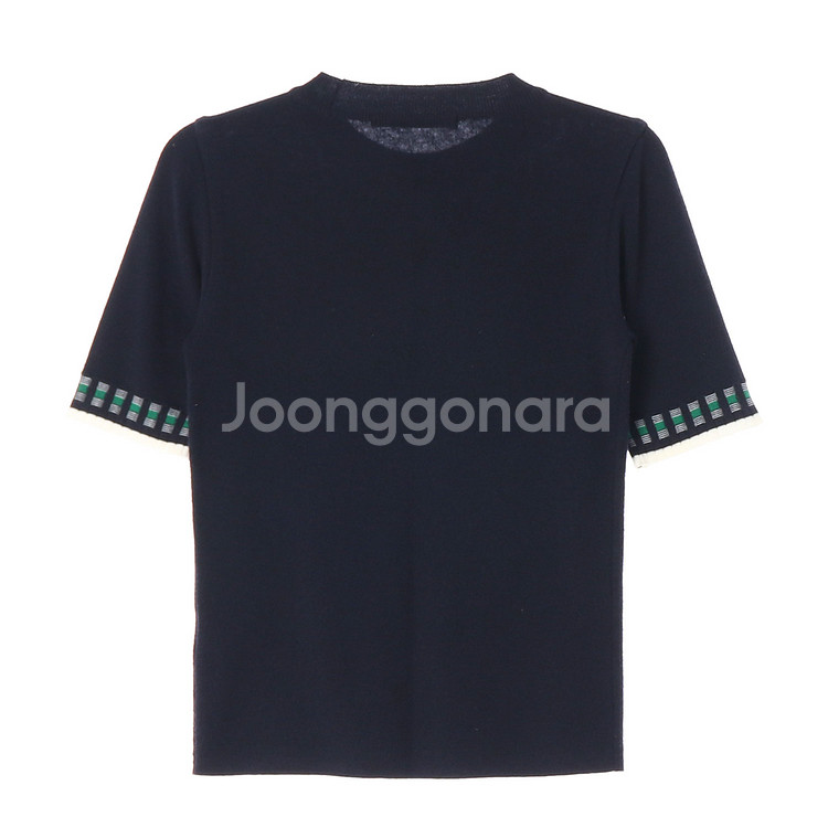 [S]VOV보브 소매 트리빙 반팔 라운드 울 니트 티셔--3