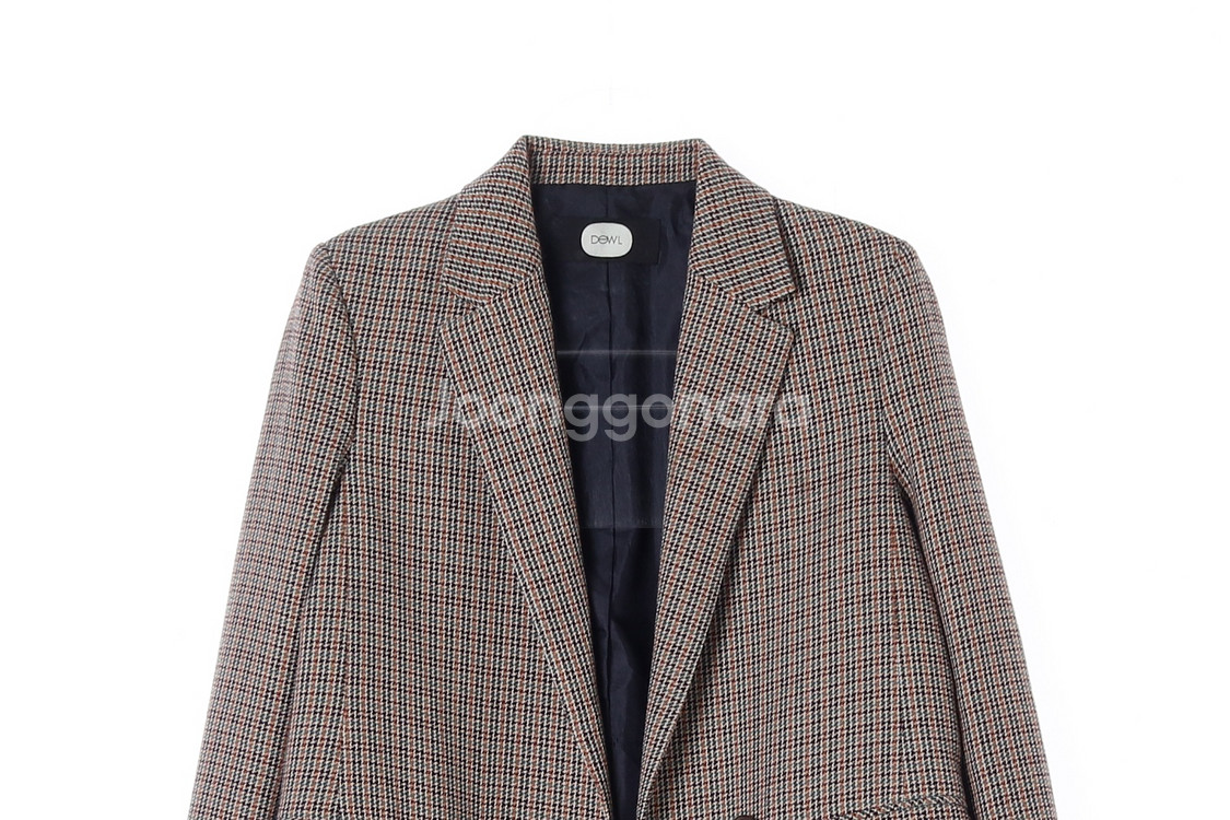 [S]듀엘 베이지 체크 울자켓 블레이저 테일러드재킷--1