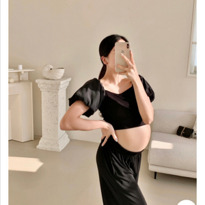 만삭크롭퍼프촬영블라우스(+사은품 크롭티)