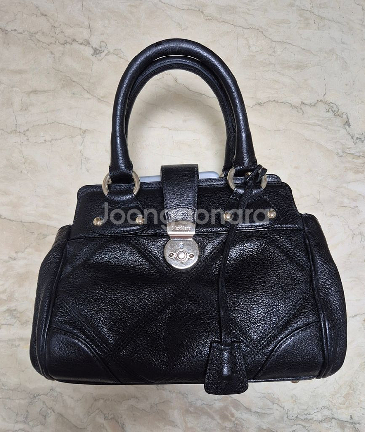 막스마라 블랙 가죽 핸드백--0