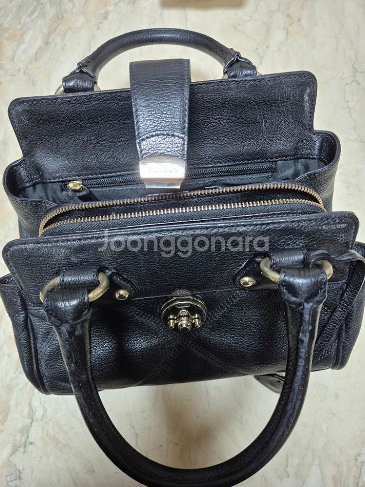 막스마라 블랙 가죽 핸드백--1