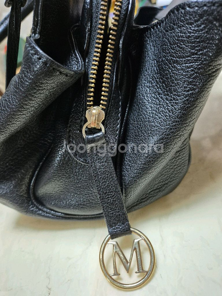 막스마라 블랙 가죽 핸드백--6