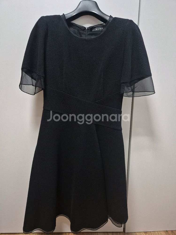 한섬 마인 오간자 원피스 하객 상견례원피스 블랙원피스--0