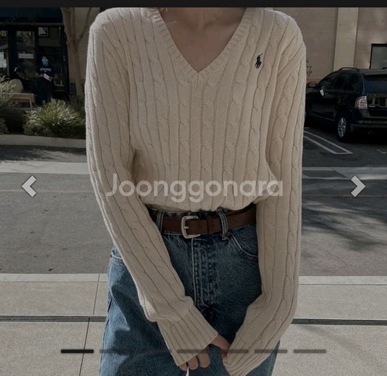 (정품)폴로랄프로렌 브이넥 케이블 니트티 아이보리--0