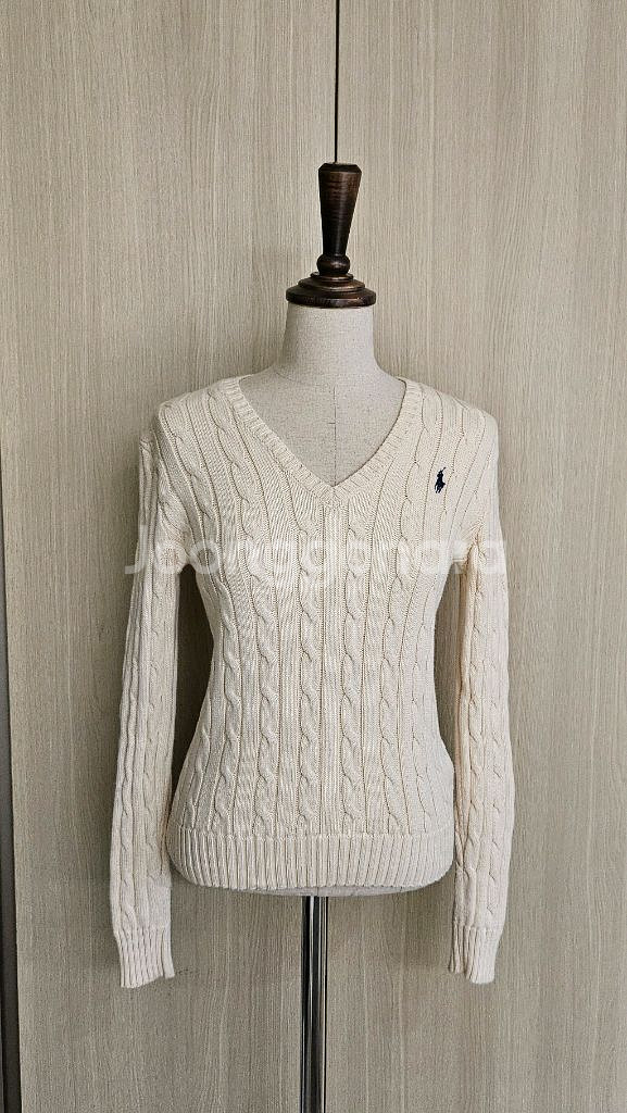 (정품)폴로랄프로렌 브이넥 케이블 니트티 아이보리--5