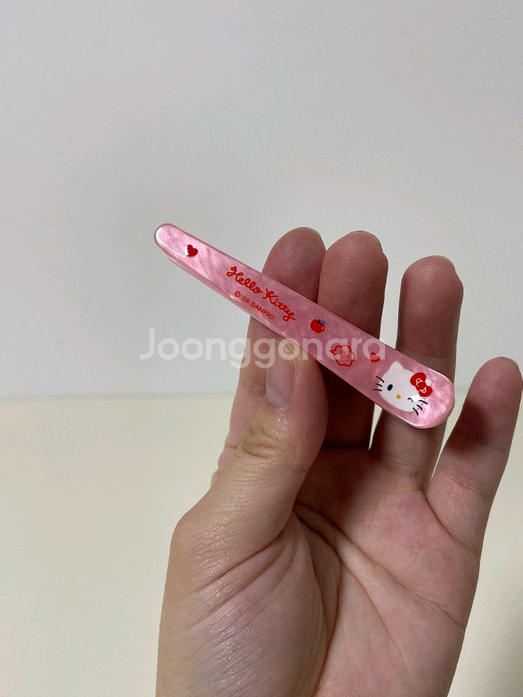 헬로키티 핑크 자개 집게핀--0