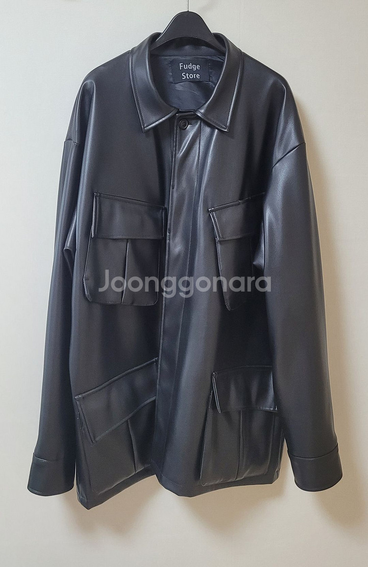 검정 인조가죽자켓 L size--0