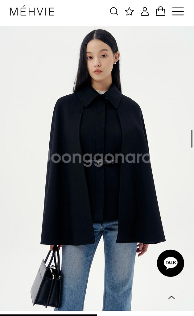 메비 시그니처 케이프 코트 블랙(택달린 새상품)--3