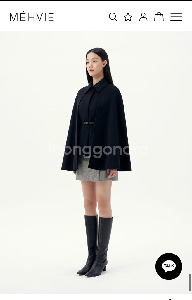 메비 시그니처 케이프 코트 블랙(택달린 새상품)--4