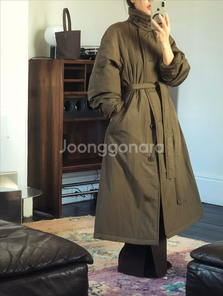 프레쉬라벨 노븐 롱 패딩 코트 (카키)--0