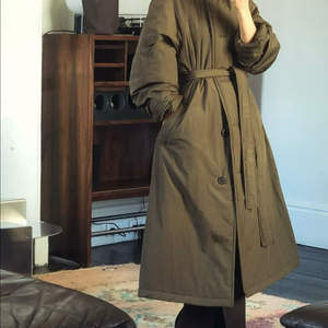 프레쉬라벨 노븐 롱 패딩 코트 (카키)