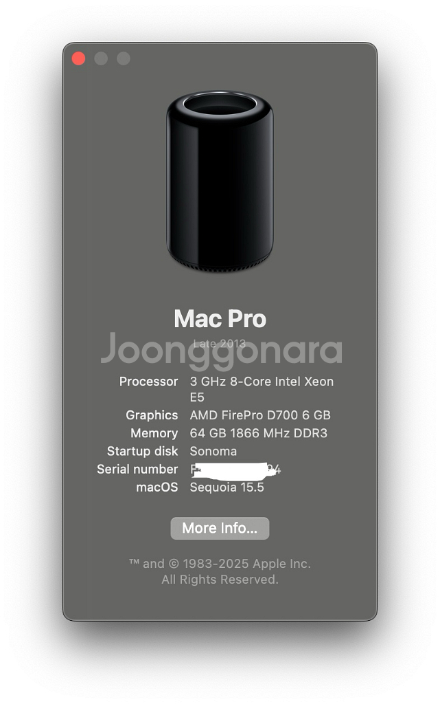 2013년 맥프로 8core/64gb/1tb/d700--0