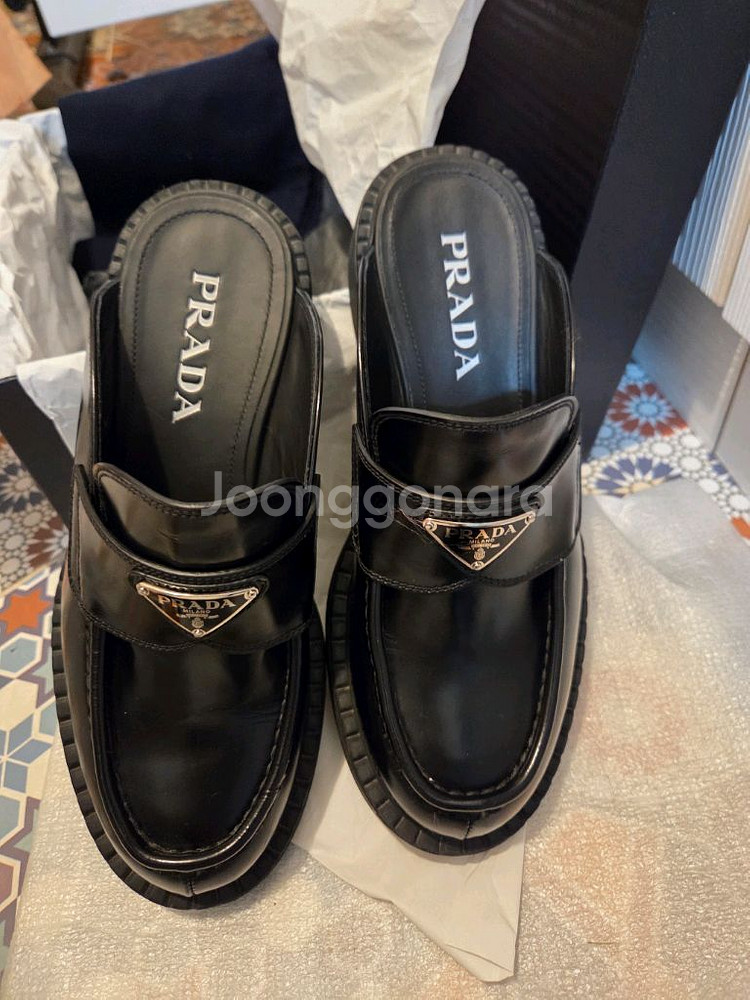 풀박스 프라다 브러쉬드 뮬 로퍼 6.5 250-2--0