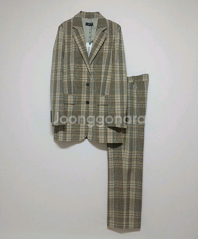 조셉 JOSEPH 체크 싱글 오버 자켓 팬츠 셋업--1