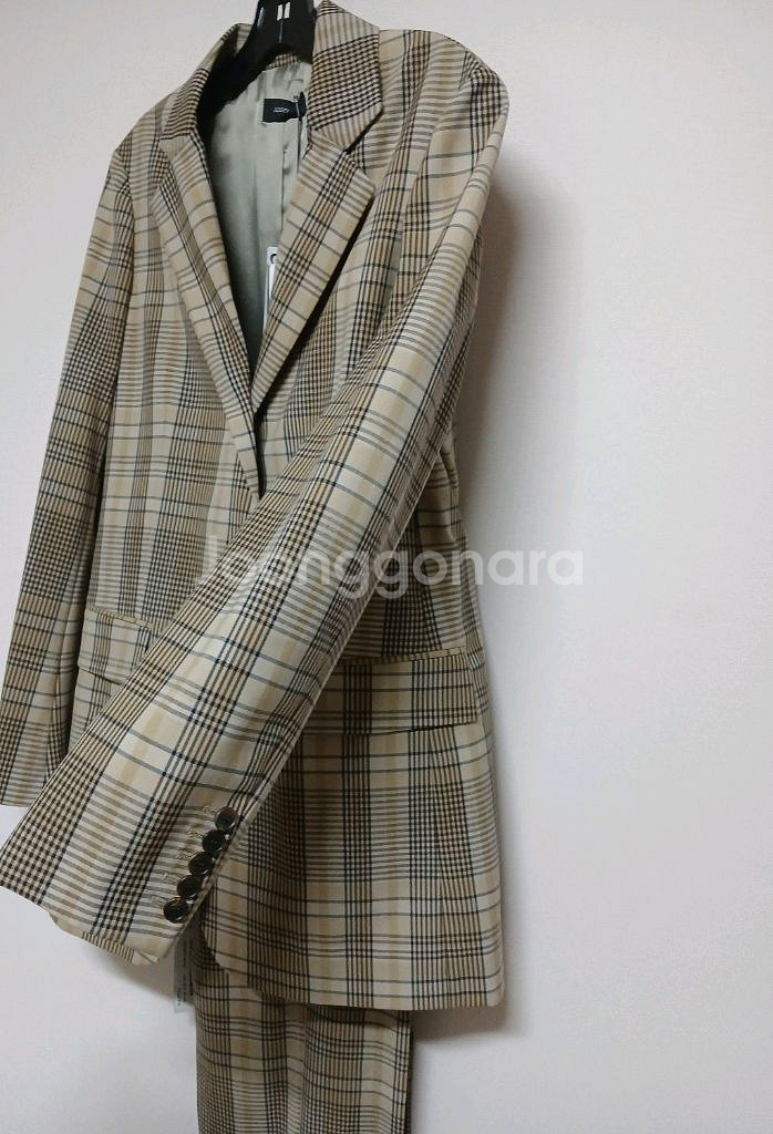 조셉 JOSEPH 체크 싱글 오버 자켓 팬츠 셋업--5