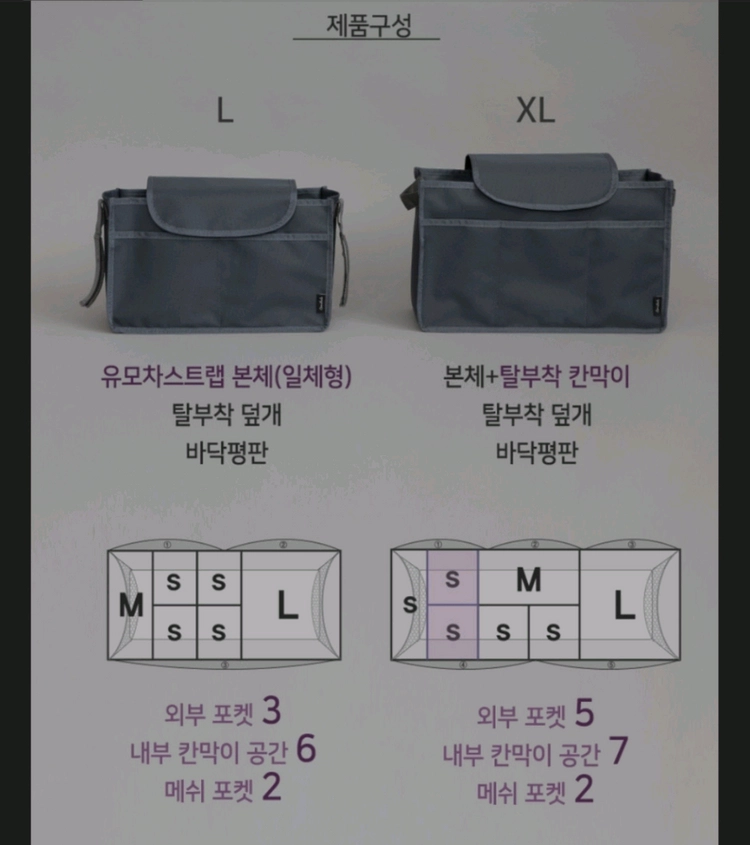 코니테일 이너백 XL 기저귀가방 유모차정리함 속가방 이미지