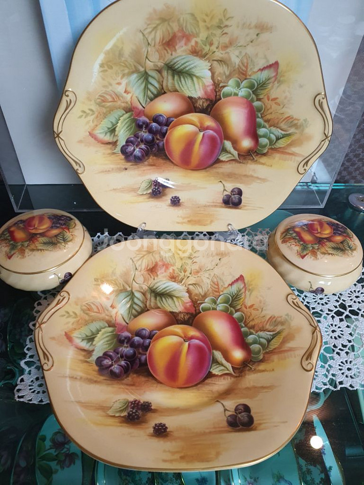 앤틱 영국 엔슬리 오차드골드 귀달이접시와.드링켓 개당값--1