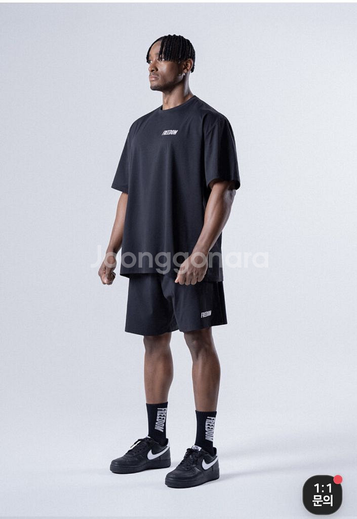 프리덤 블랙 반팔티셔츠 짐웨어 압도올라잇본투윈--1