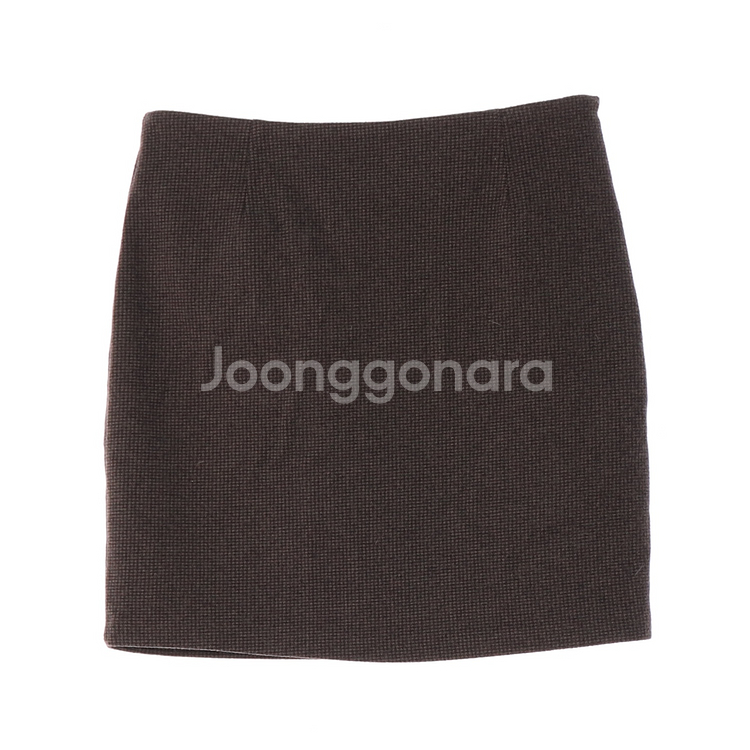 [M]LAP랩 브라운 잔체크 울블렌드 미니 스커트 치마--0
