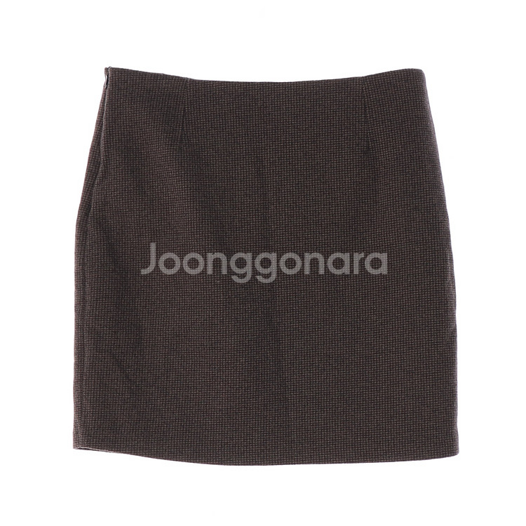 [M]LAP랩 브라운 잔체크 울블렌드 미니 스커트 치마--3