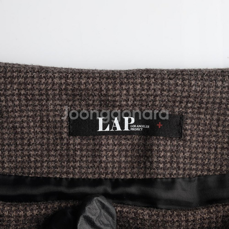 [M]LAP랩 브라운 잔체크 울블렌드 미니 스커트 치마--4