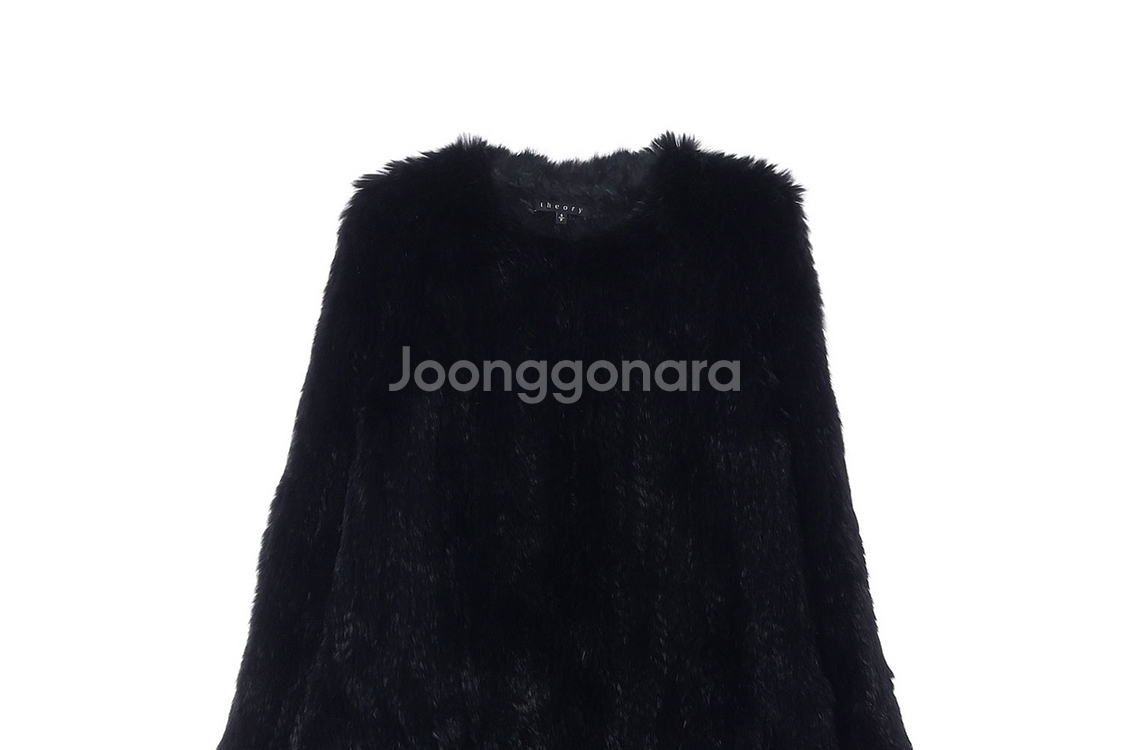 [S]띠어리 토끼털100% 블랙 라운드 모피코트 퍼자켓--1