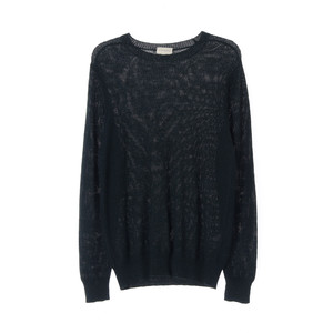 [S]클럽모나코 린넨100% 딥그린 라운드 니트 스웨터