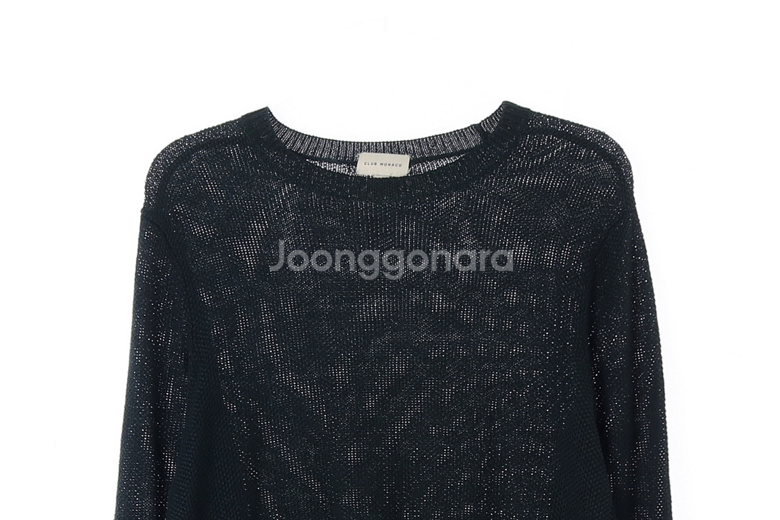 [S]클럽모나코 린넨100% 딥그린 라운드 니트 스웨터--1