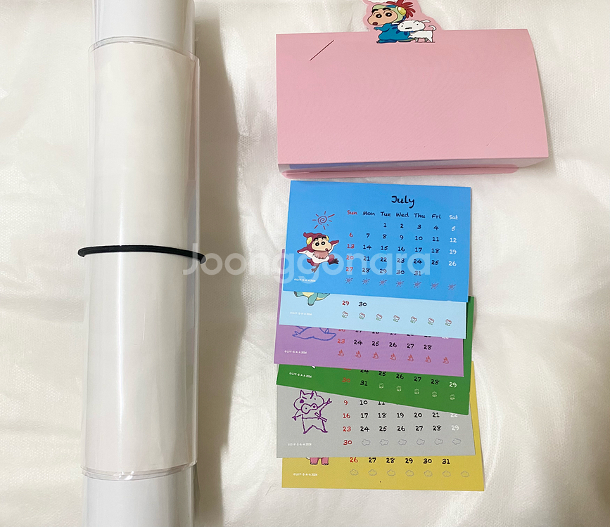 짱구 우리들의공룡이야기 특전 달력 포스터 스티커 일괄--0