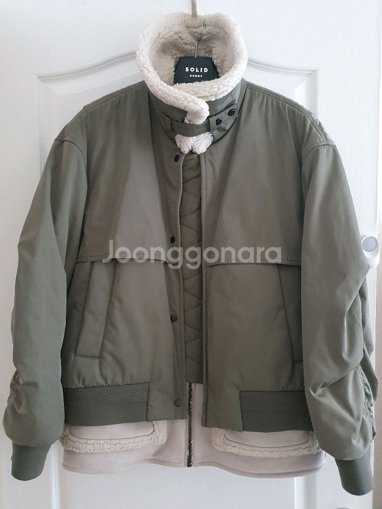 시스템 무스탕 레이어드 퍼블록 검정,카키 팝니다--4