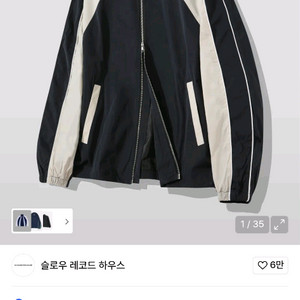 슬로우 레코드 하우스 파이핑 나일론 자켓(네이비 M)