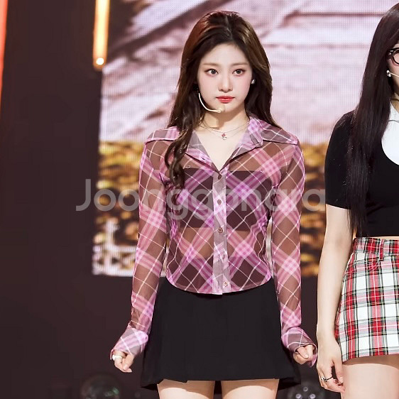 핑크 체크 레이어드 셔츠(에스파 닝닝 착용)--0