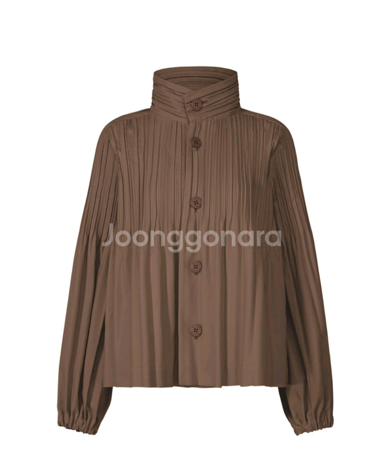 플리츠플리즈 스무스 코트 브라운 3--0