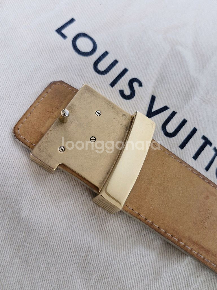 금장 루이비통 다미에 아주르 벨트 85--3