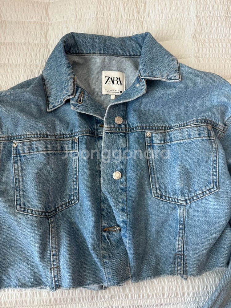 자라 데님 크롭 청자켓 xs--0