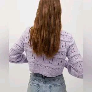 MNG 망고 크롭 니트가디건 라이트퍼플 연보라/자라듀엘