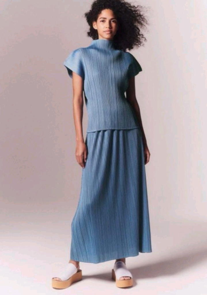플리츠플리즈 스틸블루 3사이즈 스커트--2