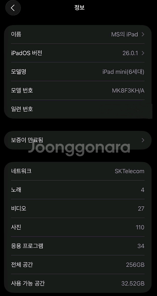 아이패드 미니6 스그 셀룰러 256g 애플펜슬 판매--2