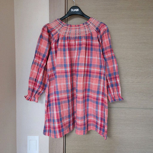 체크A라인블라우스 10y