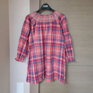 체크A라인블라우스 10y