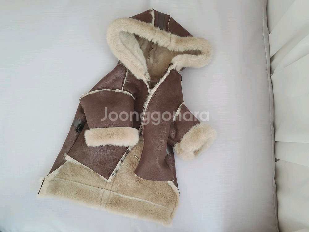 강아지옷 반려견자켓 고급 후드 겨울 무스탕 브라운 XL--0